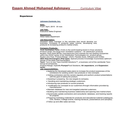Eng. Essam Ahmed CV 