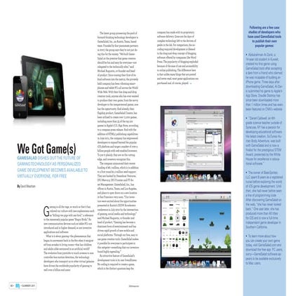 GameSalad article - Defy Mag summer 2011
