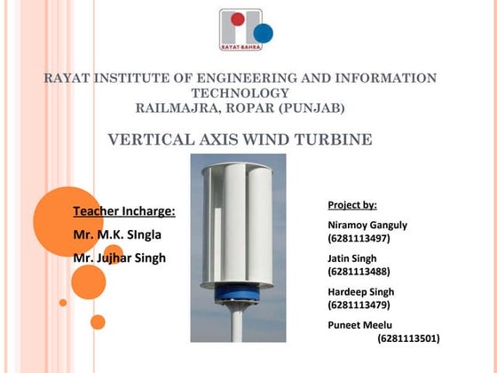 Design and Fabrication of Darrieus wind turbine | PPT