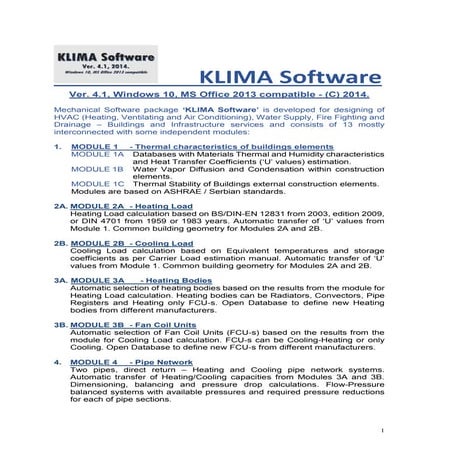 KLIMA Software - Description