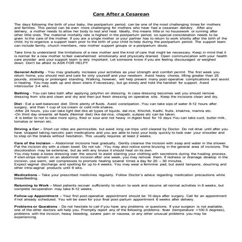 Care After a Cesarean
