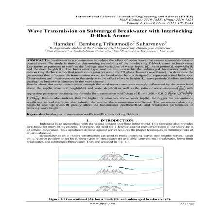 Wave Transmission on Submerged Breakwater with Interlocking D-Block Armor