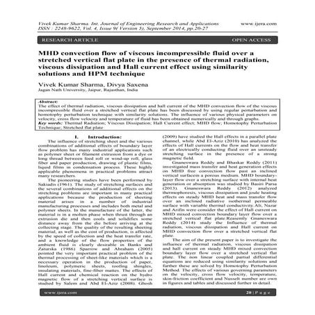 MHD convection flow of viscous incompressible fluid over a stretched vertical...