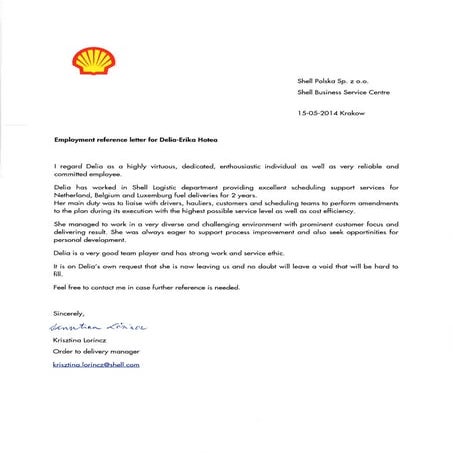 RECOMMENDATION LETTER FROM SHELL
