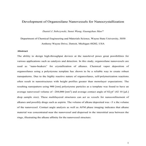 Mao Lab Research Report