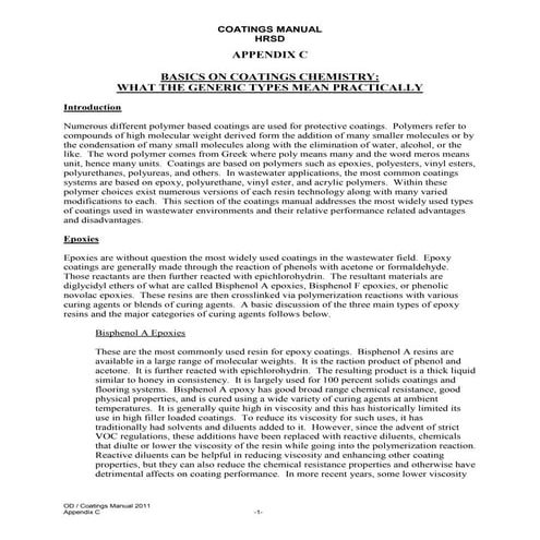 BASICS ON COATINGS CHEMISTRY
