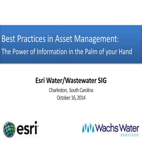 Esri water_wastewater SIG Charleston, SC 10-16-2014 - Wachs Water v3