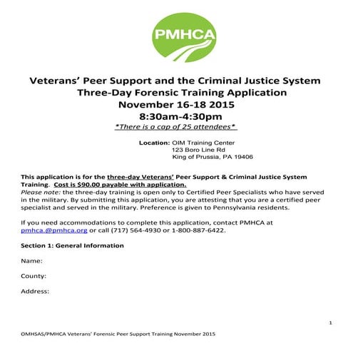 Three Day Forensic Peer Support Training_Application FINAL | DOC