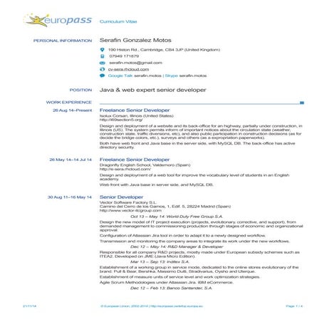 Serafin Gonzalez Motos - Curriculum Vitae