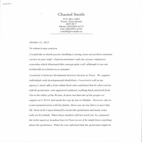 Chantel Smith Letter