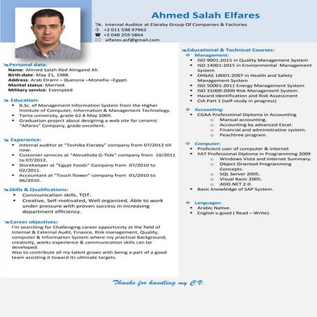 AHMED SALAH ELFARES white CV