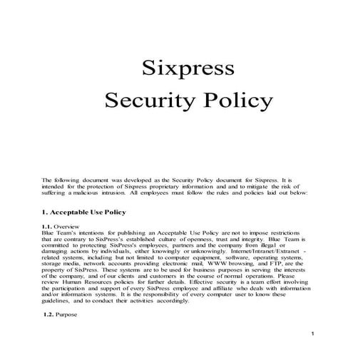 Cyber Defense Team's Security Policy