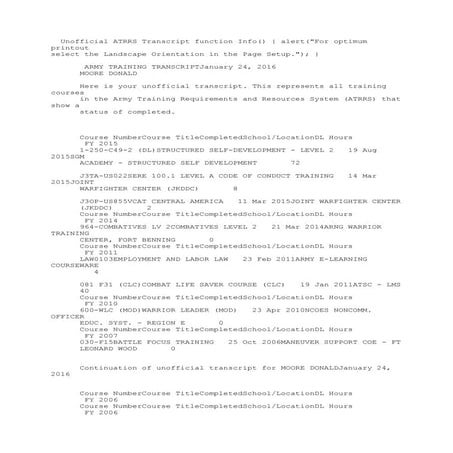 Unofficial ATRRS Transcript