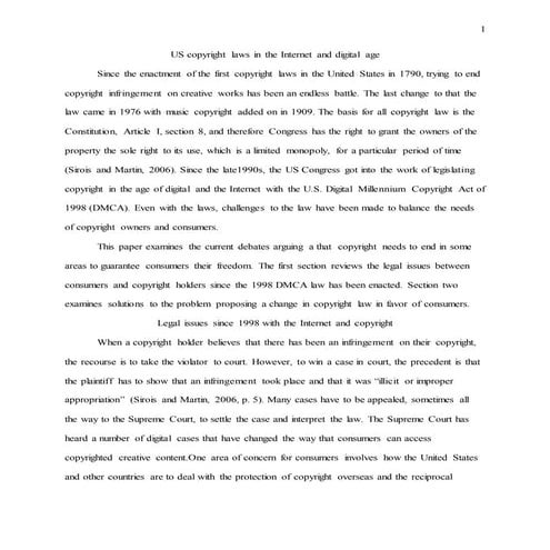 US Copyright Laws in the Internet and Digital Age