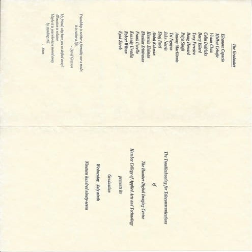 Tony Ferreira - Humber College - Certificate | PDF