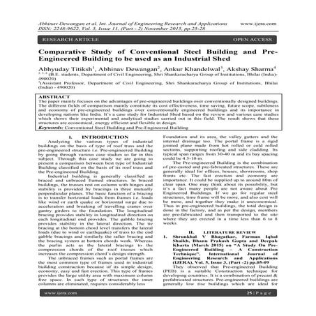 Comparative Study of Conventional Steel Building and Pre- Engineered Building...