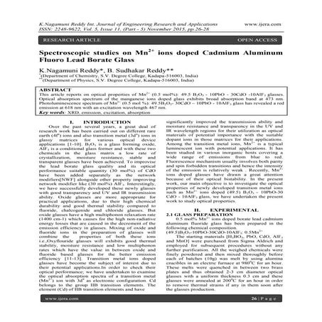 Spectroscopic studies on Mn2+ ions doped Cadmium Aluminum Fluoro Lead Borate ...