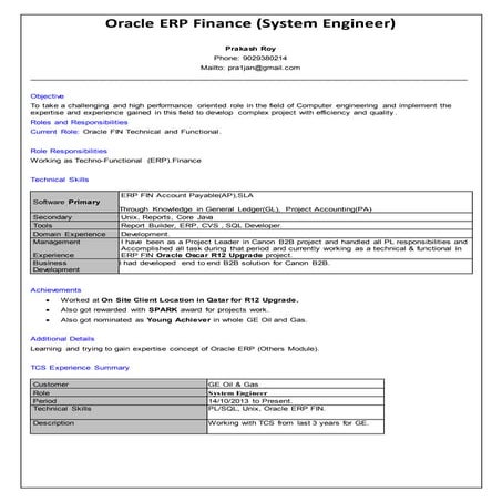 Oracle ERP Finance(System Engineer)