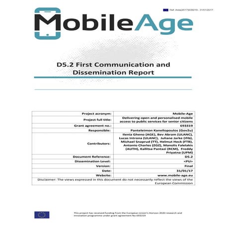 D5.2 First Communication and Dissemination Report 