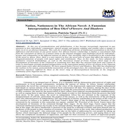 Nation, Nationness in The African Novel: A Fanonian Interpretation of Ben Okr...
