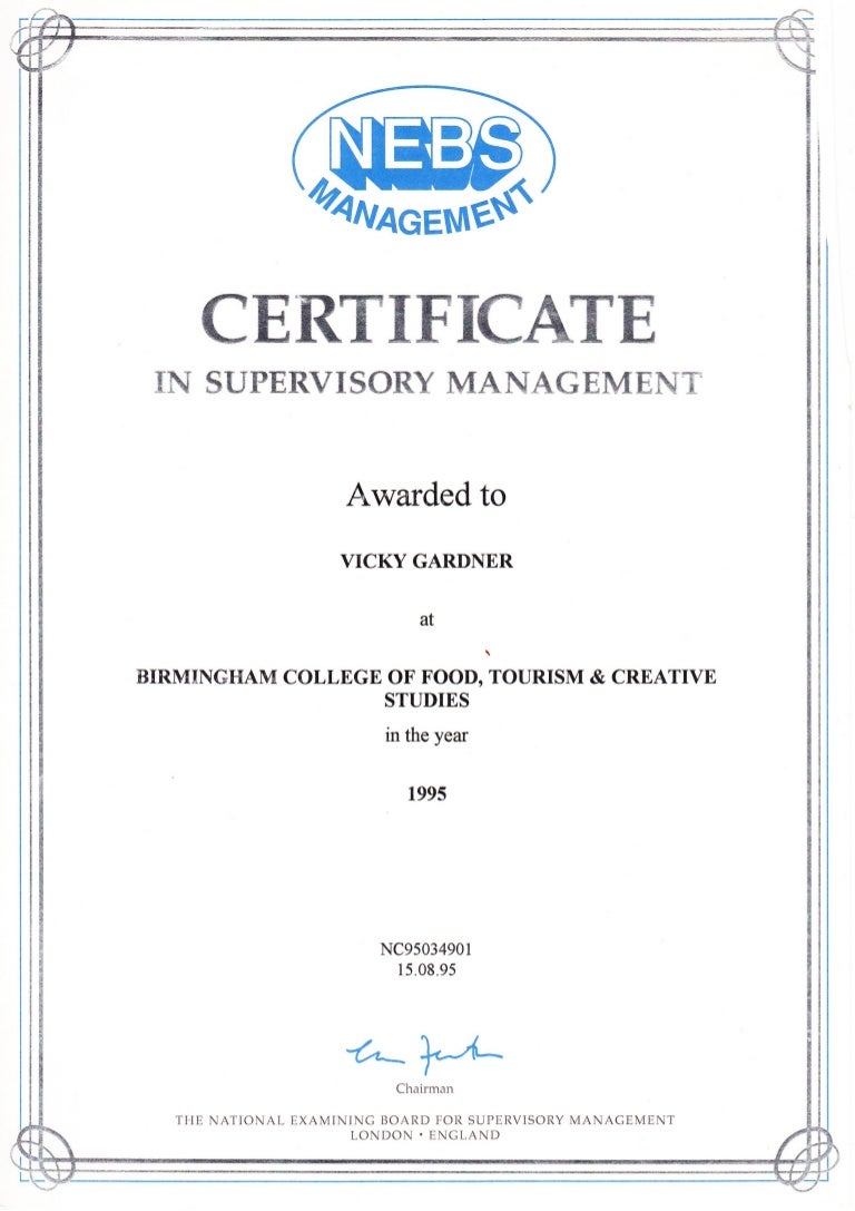 NEBS Certificate in Supervisory Management