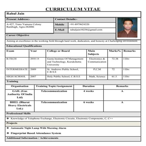 rahul resume