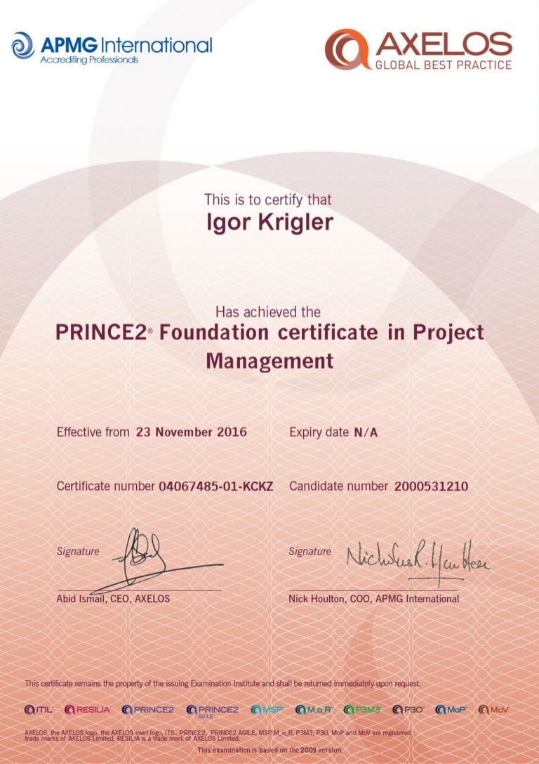 PRINCE2Foundation Zertifizierung