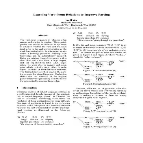 Learning Verb-Noun Relations to Improve Parsing | PDF | Technology ...