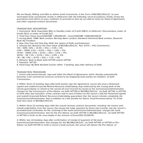 BG and SBLC Procedure