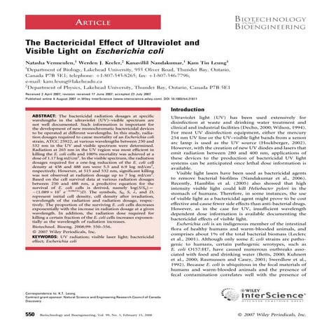 Research on Effect of UV C Light on Bacteria and Viruses | PDF