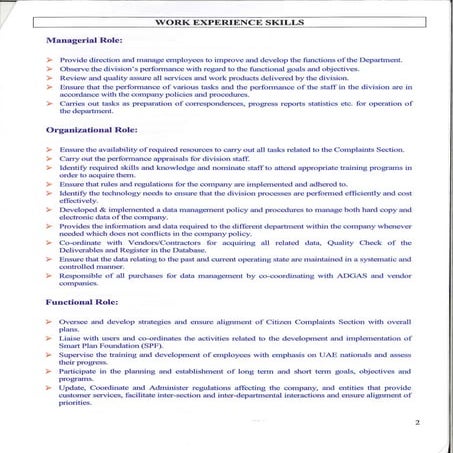 Work Experience Skills