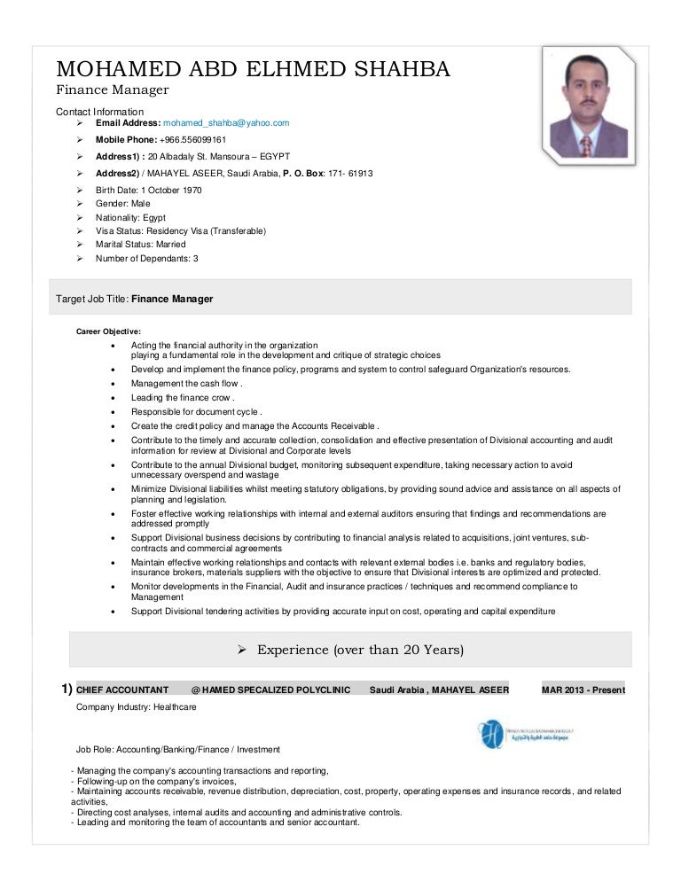 finance manager cv 2015 cv template for finance manager