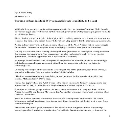 The Conflict in Mali Beyond the UN Mission