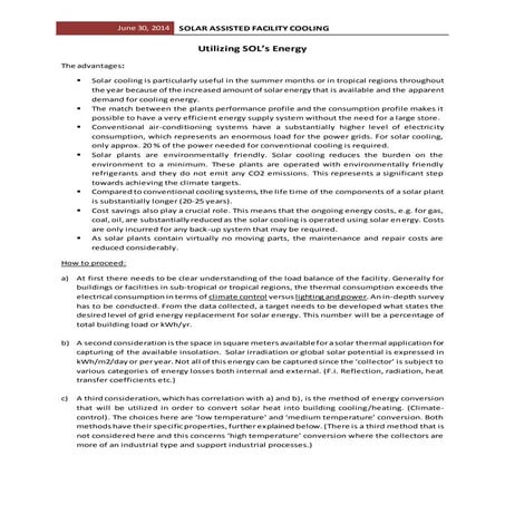 Solar cooling has lots of advantages