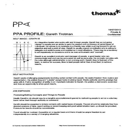 Gareth Trotman P.P.A. July 2013 (Personality Profile Assessment)