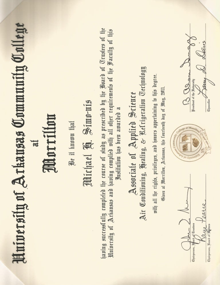 UACCM HVACR diploma AAS 2011