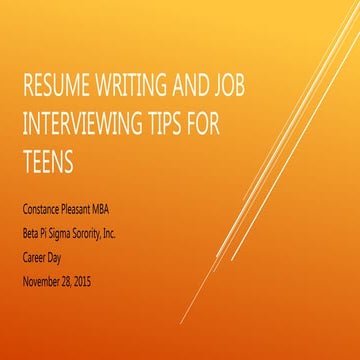 Resume writing and job interviewing tips for teens