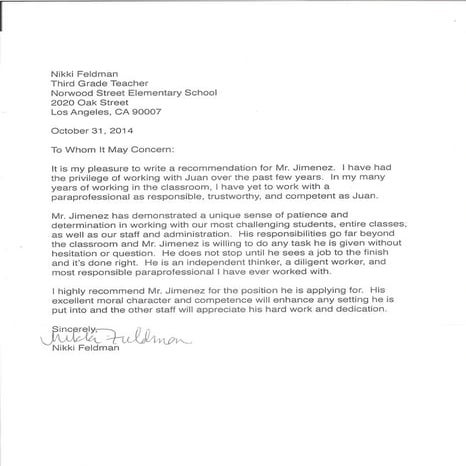 Teacher Letter of Recommendation | PDF