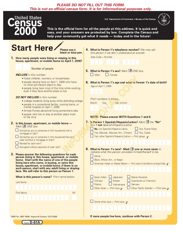 us census 2000 short form what is a census form