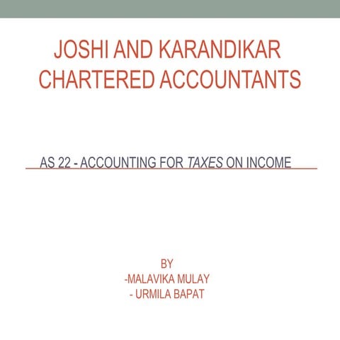 AS 22 - Accounting for taxex on income