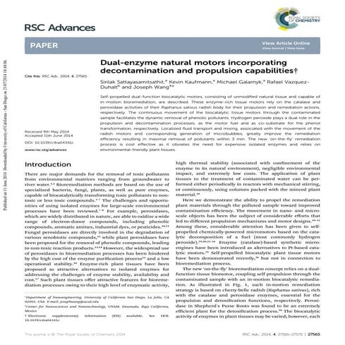 Dual-enzyme natural motors incorporating decontamination and propulsion capab...