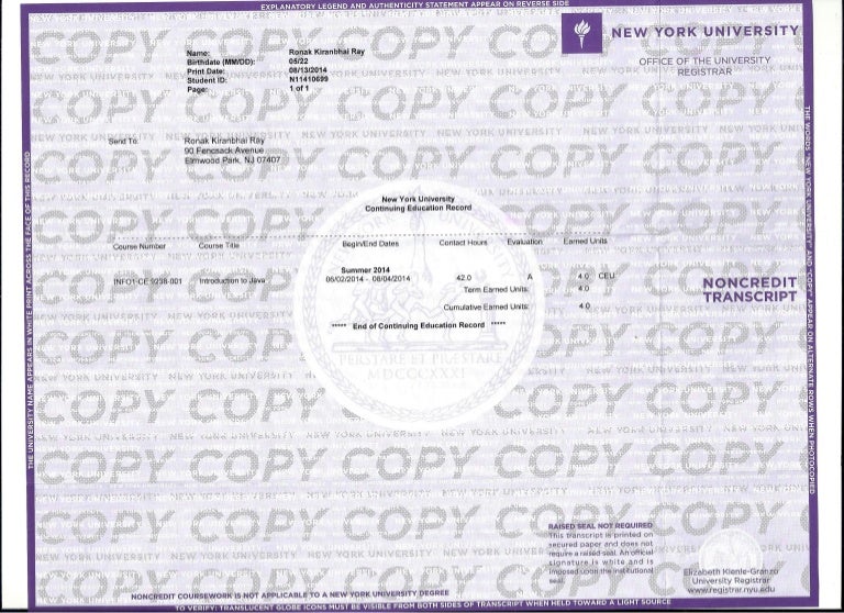 nyu transcript