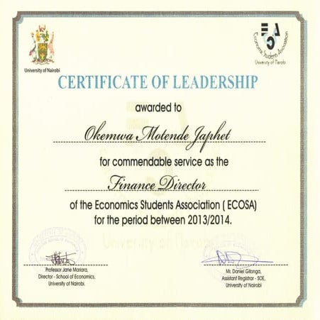 Cert of University Leadership0001 | PDF