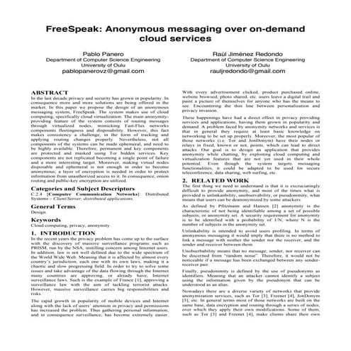 FreeSpeak- Anonymous messaging over on-demand cloud services