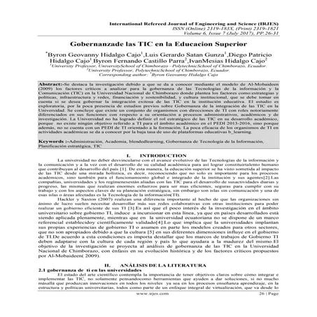 Gobernanzade las TIC en la Educacion Superior