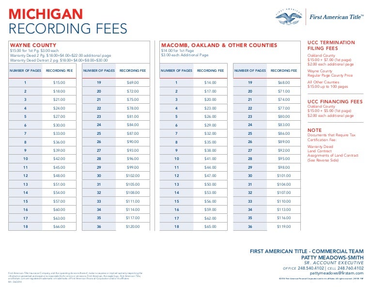 Recording Fee and Tax Certification Chart July 2014
