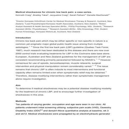 Medical shockwaves for chronic low back pain - a case series