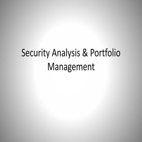 Security Analysis and Portfolio Management