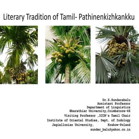 Literary Tradition of Tamil - Pathinenkizhkankku | PPTX