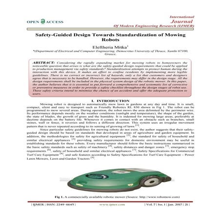 Safety-Guided Design Towards Standardization of Mowing Robots